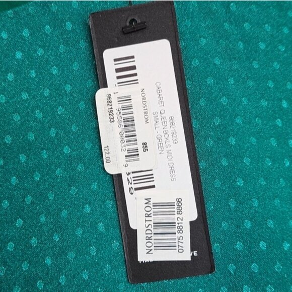 Lulus Cabaret Queen Polka Dot Embossed Satin Midi Dress Small Green Party Event - Picture 13 of 15